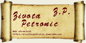 Života Petronić vizit kartica